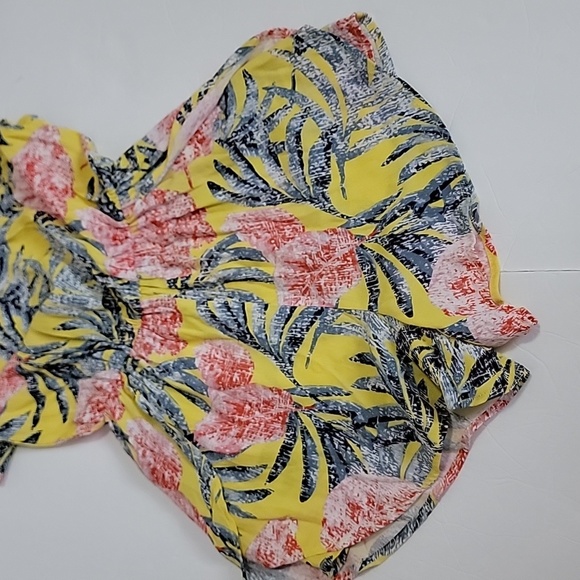 Leith Yellow Tropical Floral Mini Shorts Rompers/ XS - Picture 8 of 16